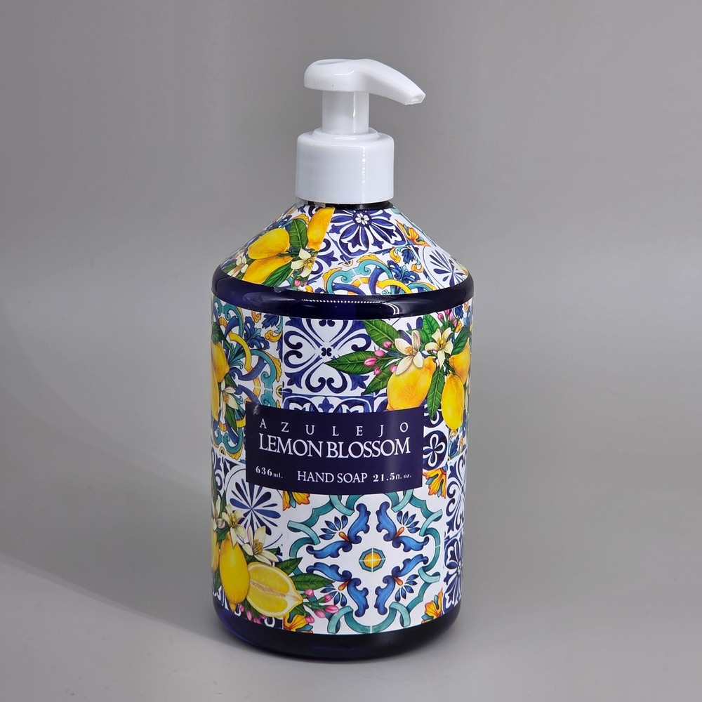 Azulejo Lemon Blossom Hand Soap 21 5oz Mediterranean Tile Print Citrus Fresh New